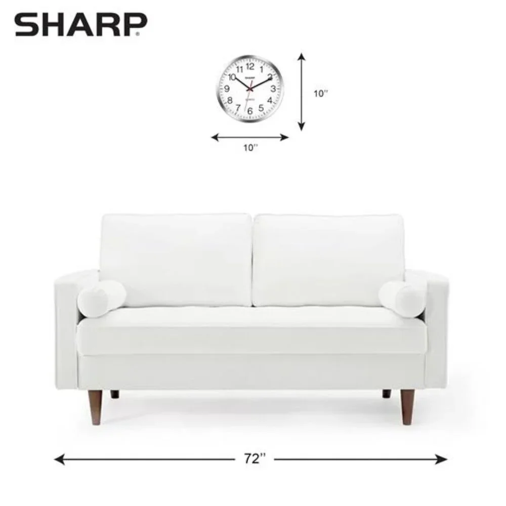 SHARP Wall Clock Silver/Chrome, Silent Non Ticking 10 Inch Quality Quartz